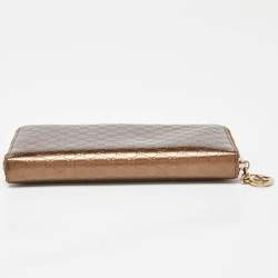 Gucci Bronze Guccissima Patent Leather Zip Around Wallet