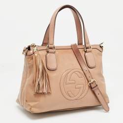 Pre Owned Gucci Pink Patent Leather Soho Working Tote