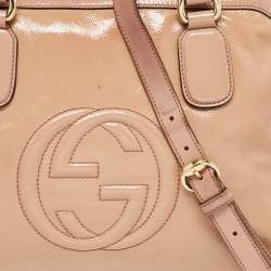 Pre Owned Gucci Pink Patent Leather Soho Working Tote