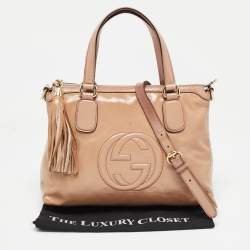 Pre Owned Gucci Pink Patent Leather Soho Working Tote