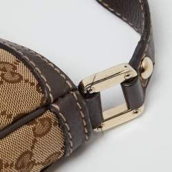 Pre Owned Gucci Beige/Brown GG Canvas and Leather New Ladies Web Hobo