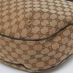 Pre Owned Gucci Beige/Brown GG Canvas and Leather New Ladies Web Hobo