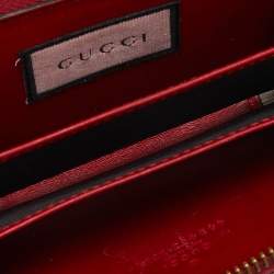 Gucci Red GucciGhost Skul Leather Zip Around Wallet
