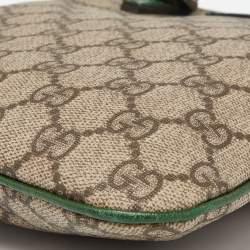 مملوكة مسبقًا Gucci Beige/Green GG Supreme Canvas and Leather Tote