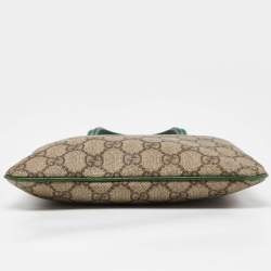 مملوكة مسبقًا Gucci Beige/Green GG Supreme Canvas and Leather Tote