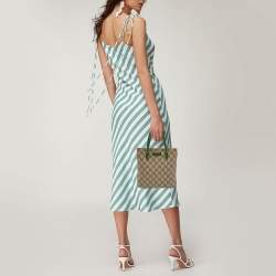 مملوكة مسبقًا Gucci Beige/Green GG Supreme Canvas and Leather Tote