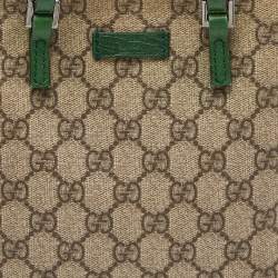 م ملوكة مسبقًا Gucci Beige/Green GG Supreme Canvas and Leather Tote