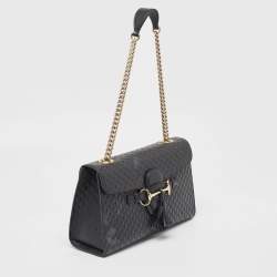 Pre Owned Gucci Black Microguccissima Leather Medium Emily Shoulder Bag