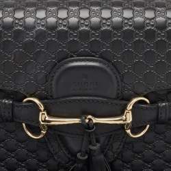 Pre Owned Gucci Black Microguccissima Leather Medium Emily Shoulder Bag