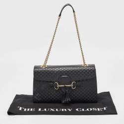 Pre Owned Gucci Black Microguccissima Leather Medium Emily Shoulder Bag