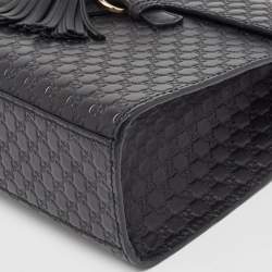 Pre Owned Gucci Black Microguccissima Leather Medium Emily Shoulder Bag