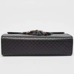 Pre Owned Gucci Black Microguccissima Leather Medium Emily Shoulder Bag
