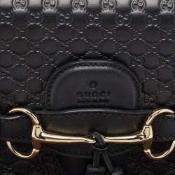 Pre Owned Gucci Black Microguccissima Leather Medium Emily Shoulder Bag