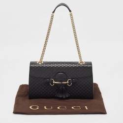 Pre Owned Gucci Black Microguccissima Leather Medium Emily Shoulder Bag