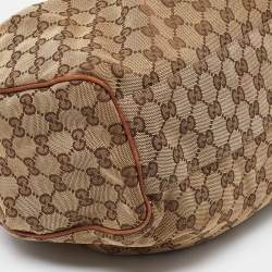 مملوكة مسبقًا حقيبة يد غوتشي سوكي جلد وكانفاس جي جي أسود/ بيج متوسطة 