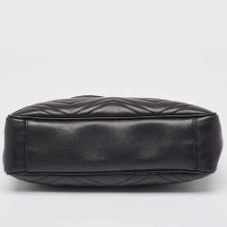 Pre Owned Gucci Black Matelasse Medium GG Marmont Open Top Shoulder Bag 
