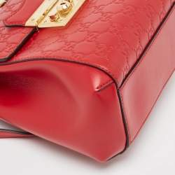 Gucci Red Guccissima Leather Padlock Backpack