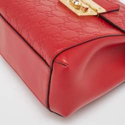 Gucci Red Guccissima Leather Padlock Backpack