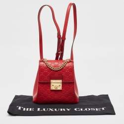 Gucci Red Guccissima Leather Padlock Backpack