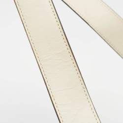 Pre Owned Gucci Off White Leather Small Web Embroidered Sylvie Shoulder Bag