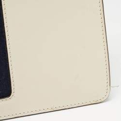 Pre Owned Gucci Off White Leather Small Web Embroidered Sylvie Shoulder Bag