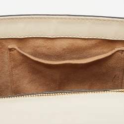 Pre Owned Gucci Off White Leather Small Web Embroidered Sylvie Shoulder Bag