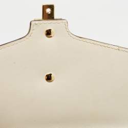 Pre Owned Gucci Off White Leather Small Web Embroidered Sylvie Shoulder Bag