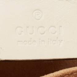 Pre Owned Gucci Off White Leather Small Web Embroidered Sylvie Shoulder Bag
