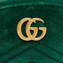 Gucci Green Matelassé Velvet Mini GG Marmont Belt Bag