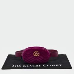 Gucci Purple Matelassé Velvet Mini GG Marmont Belt Bag