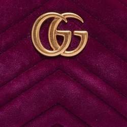 Gucci Purple Matelassé Velvet Mini GG Marmont Belt Bag