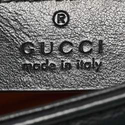 Pre Owned Gucci Black Matelasse Leather Mini GG Marmont Top Handle Bag