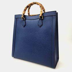 Gucci Blue Leather Large Diana Tote Bag