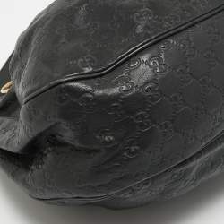 Pre Owned Gucci Black Guccissima Leather Medium Sukey Tote