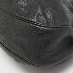 Pre Owned Gucci Black Guccissima Leather Medium Sukey Tote