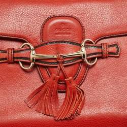 Pre Owned حقيبة كتف غوتشي إيميلي متوسطة جلد أحمر مرجاني