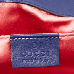 Pre Owned Gucci Blue Matelasse Velvet Mini GG Marmont Shoulder Bag