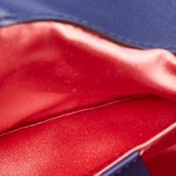 Pre Owned Gucci Blue Matelasse Velvet Mini GG Marmont Shoulder Bag