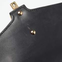 Pre Owned Gucci Black Leather Small Web Sylvie Shoulder Bag