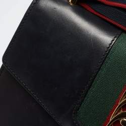 Pre Owned Gucci Black Leather Small Web Sylvie Shoulder Bag