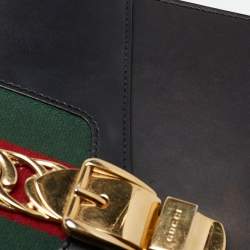 Pre Owned Gucci Black Leather Small Web Sylvie Shoulder Bag