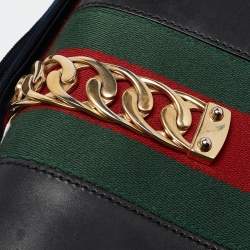 Pre Owned Gucci Black Leather Small Web Sylvie Shoulder Bag