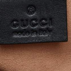 Pre Owned Gucci Black Matelassé Leather GG Marmont Belt Bag