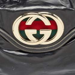 Pre Owned Gucci Black Coated Canvas and Leather Britt Tassel Hobo
