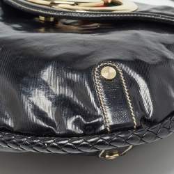 Pre Owned Gucci Black Coated Canvas and Leather Britt Tassel Hobo
