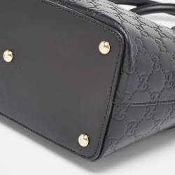 Pre Owned Gucci Black Guccissima Leather Zip Tote