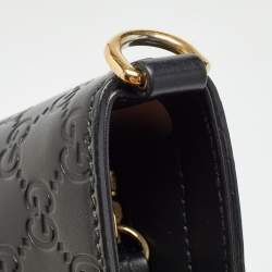 Pre Owned Gucci Black Guccissima Leather Zip Tote