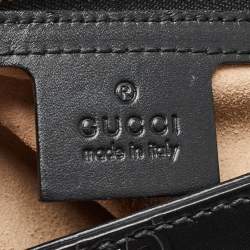 Pre Owned Gucci Black Guccissima Leather Zip Tote