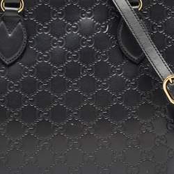 Pre Owned Gucci Black Guccissima Leather Zip Tote