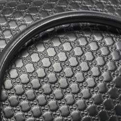 Pre Owned Gucci Black Guccissima Leather Zip Tote